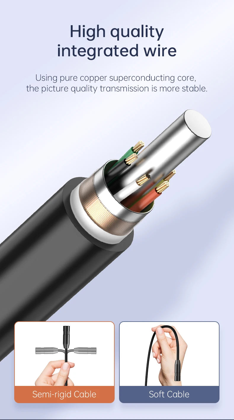 Vabena Industrial Endoscope Camera 8mm HD | 4.3" IPS Screen | IP67 for Car & Pipe