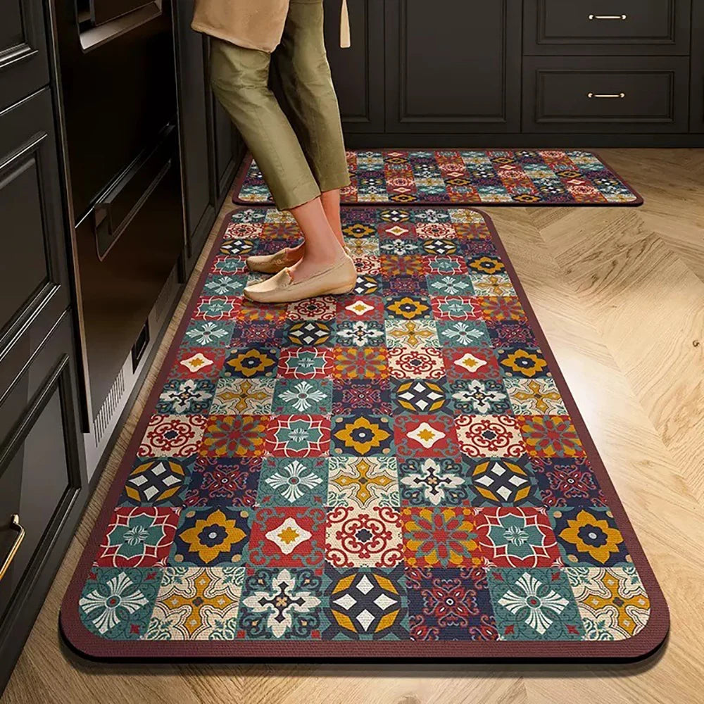 Non-Slip Crystal Velvet Kitchen Mat & Rugs for Living Room, Bedroom & Entryway