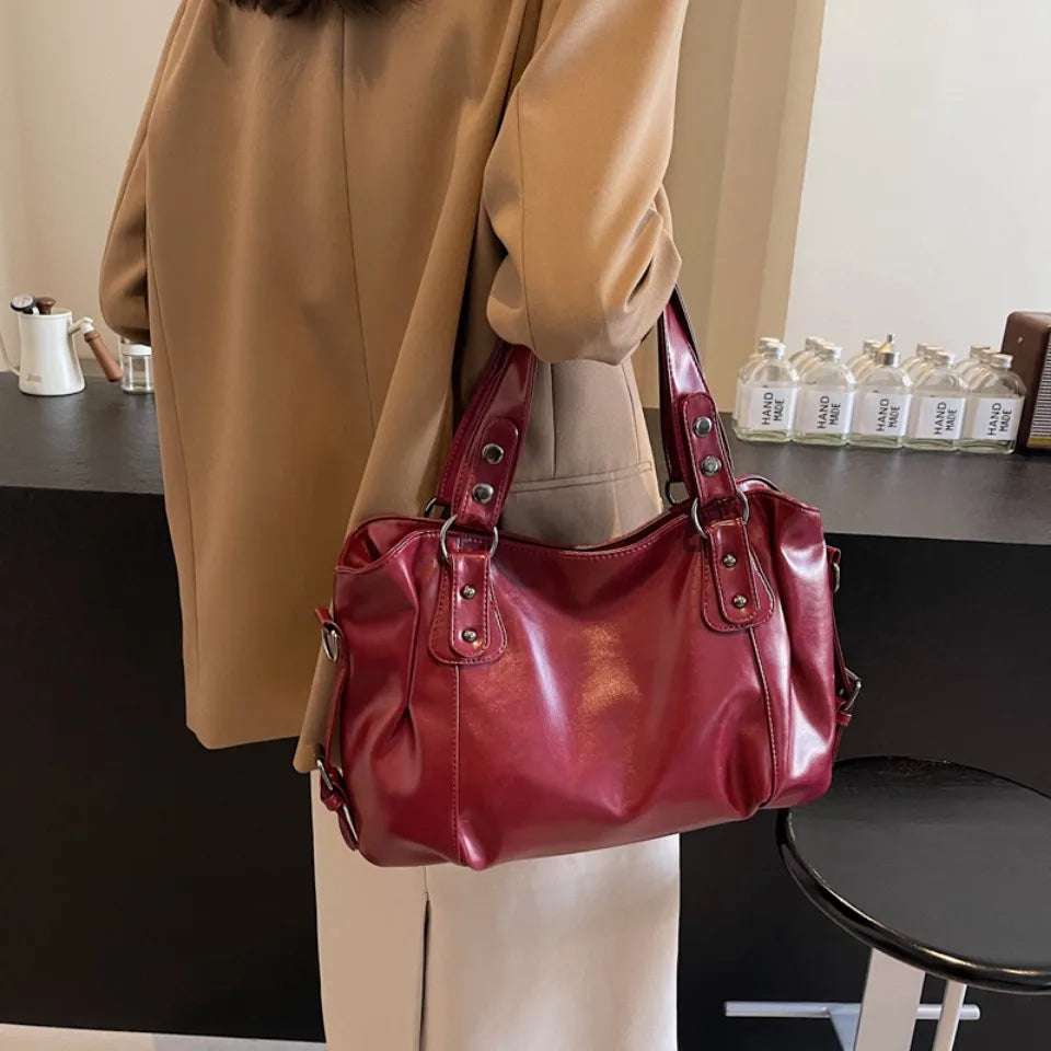 Vabena 2026 Soft Interior Shoulder Bags - High Quality Contrasting PU Handbags