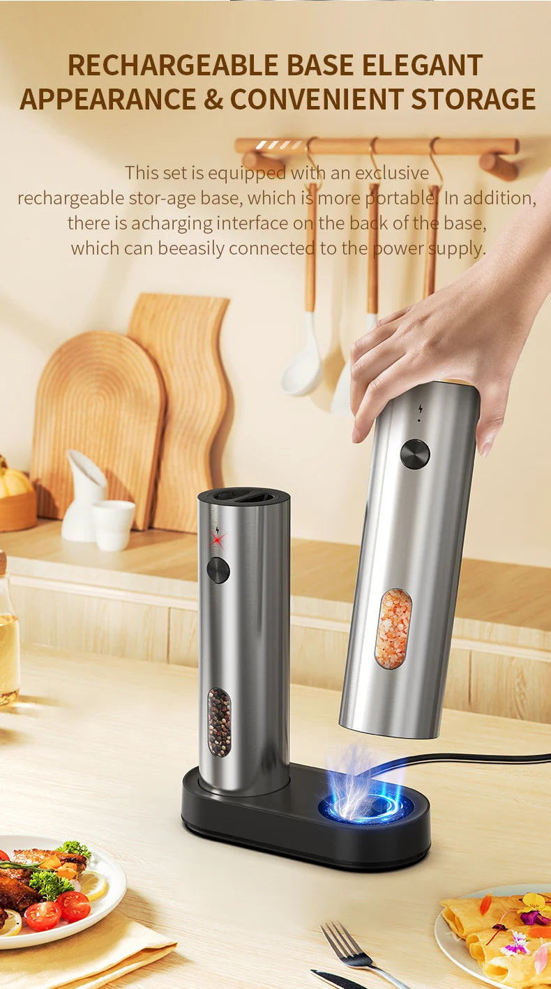 Vabena USB Rechargeable Automatic Spice Grinder with LED Light