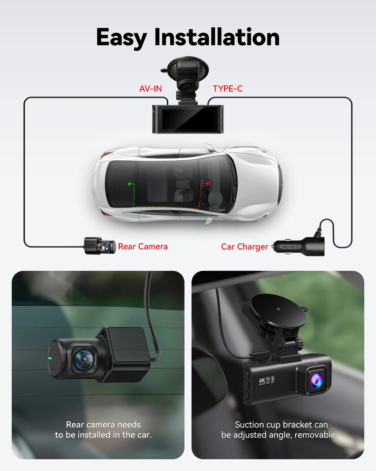 REDTIGER F7NP 4K Dual Dash Cam with GPS & 24H Parking Monitor