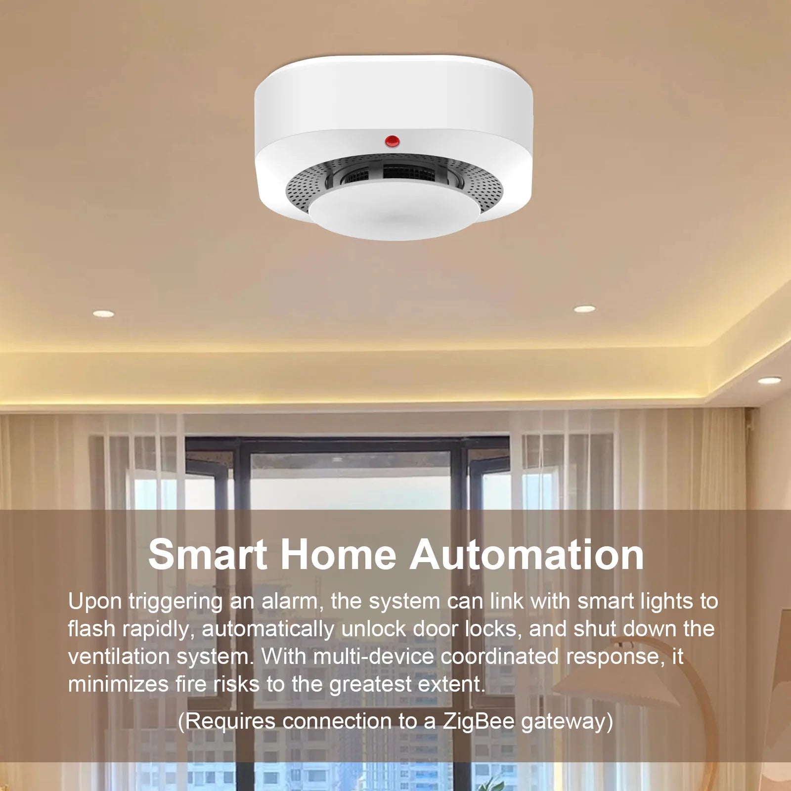 ZigBee WiFi Smart Smoke Detector Alarm for Tuya Smart Life Home Security
