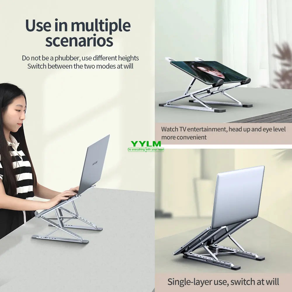 YYLMONE N8 Aluminum Ergonomic Laptop Stand - Portable & Adjustable