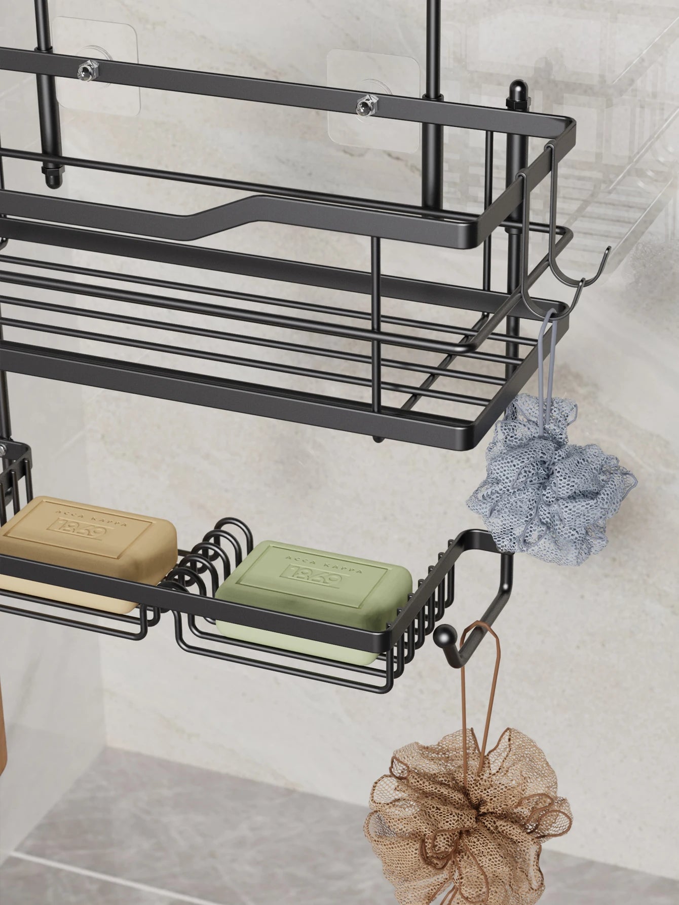 3-Tier Hanging Shower Caddy - Large Capacity Bathroom Organizer with 2 Soap Dishes