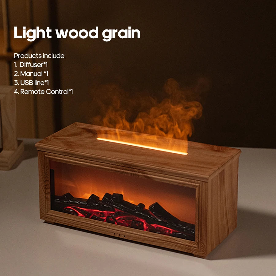 Simulated Fireplace Flame Diffuser & Humidifier with Essential Oils