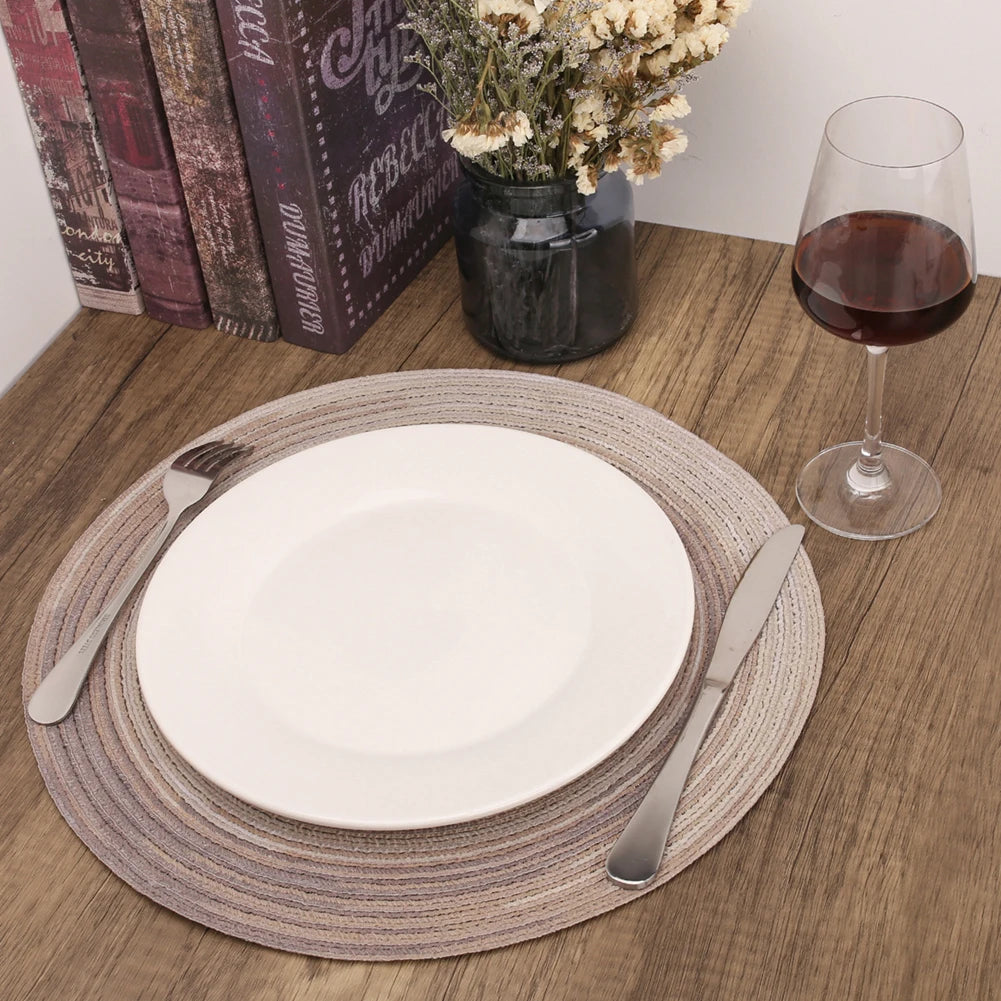 Elegant Round Braided Washable Placemats - Set of 6