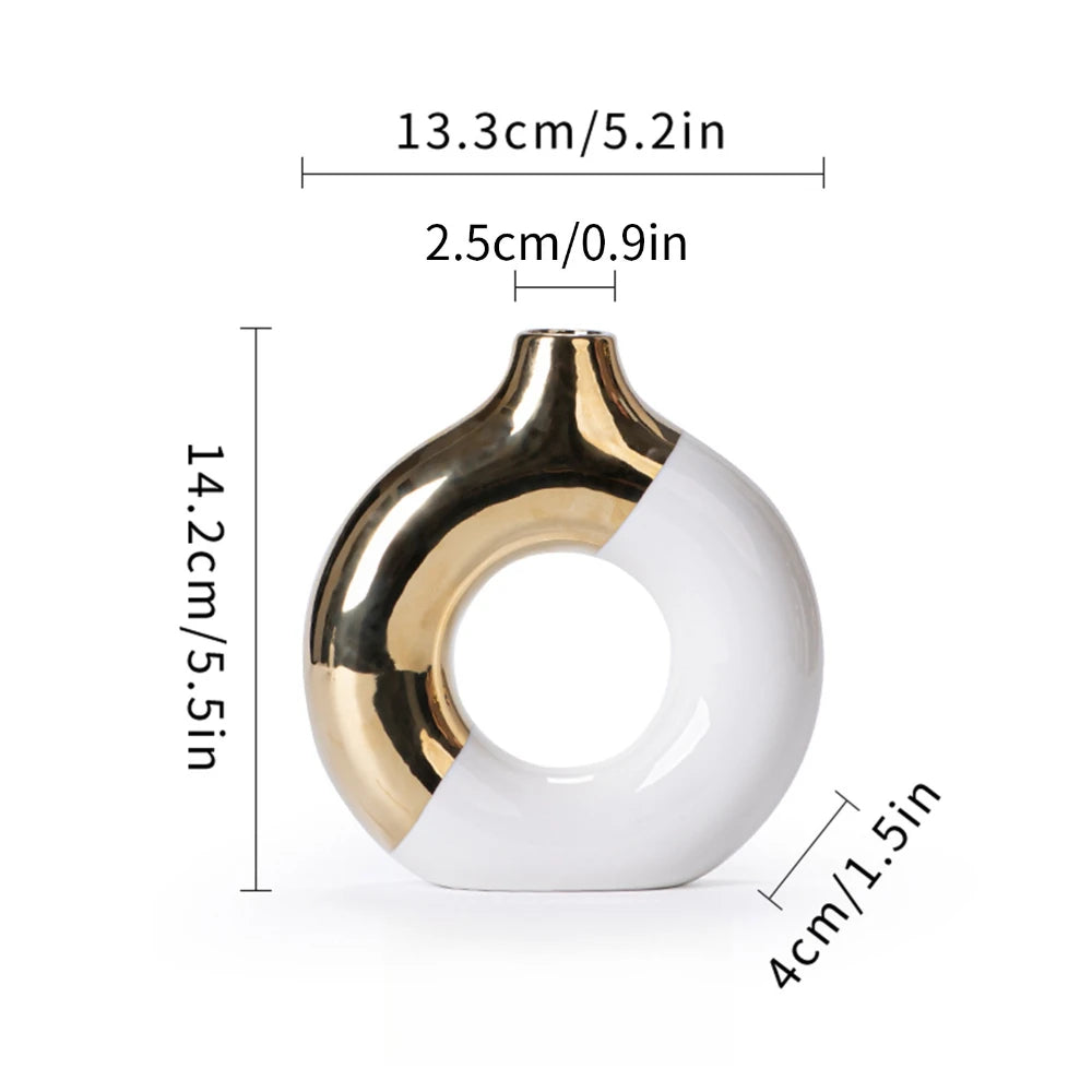 Light Luxury Gold Ceramic Vase | Modern Home Decor & Wedding Gift