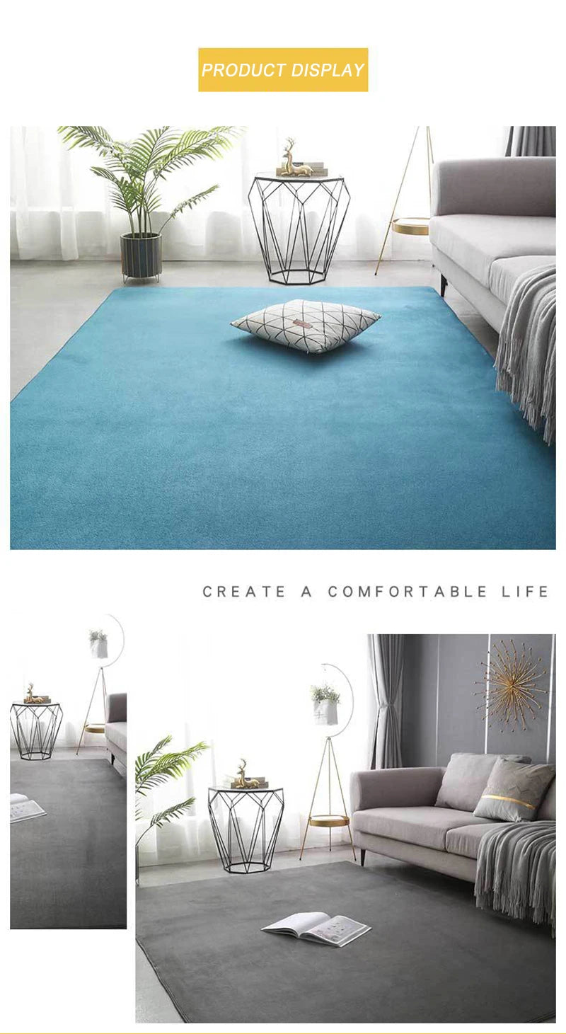 VIKAMA Modern Coral Velvet Carpet - Soft Non-Slip Living Room & Bedroom Mat