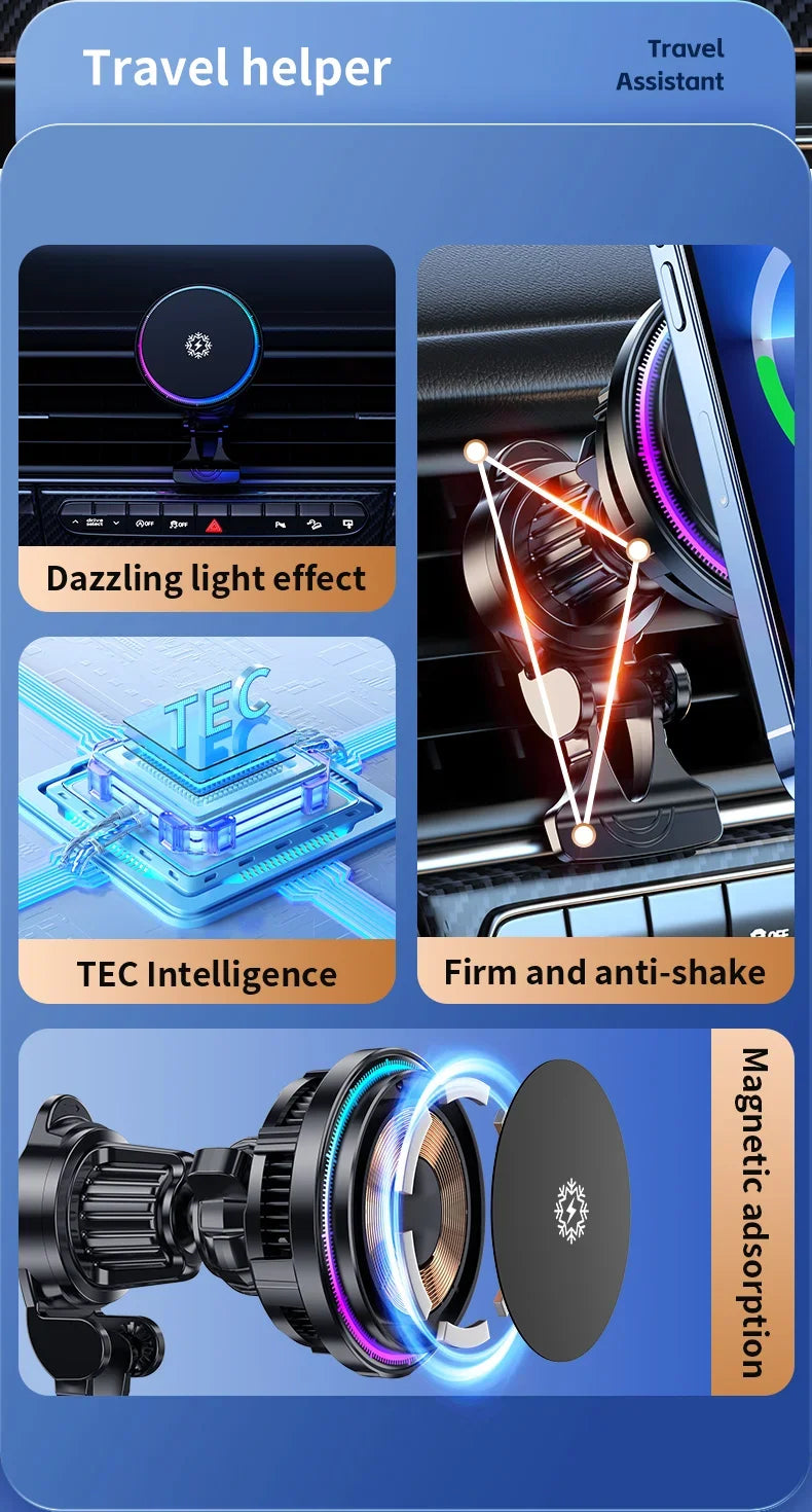 VIKEFON Ice Cooling Magnetic Wireless Car Charger - Fast Charging Mount