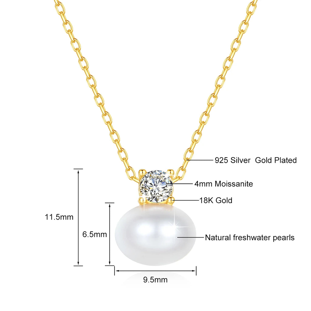 Luxury 18K Gold Pearl & Moissanite Necklace | Vabena Fine Jewelry