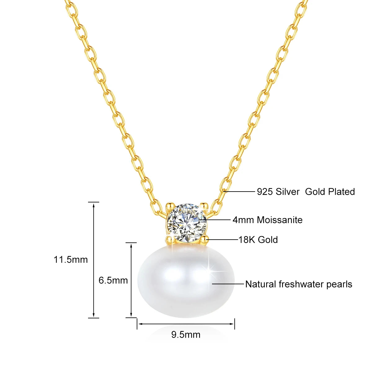Luxury 18K Gold Pearl & Moissanite Necklace | Vabena Fine Jewelry