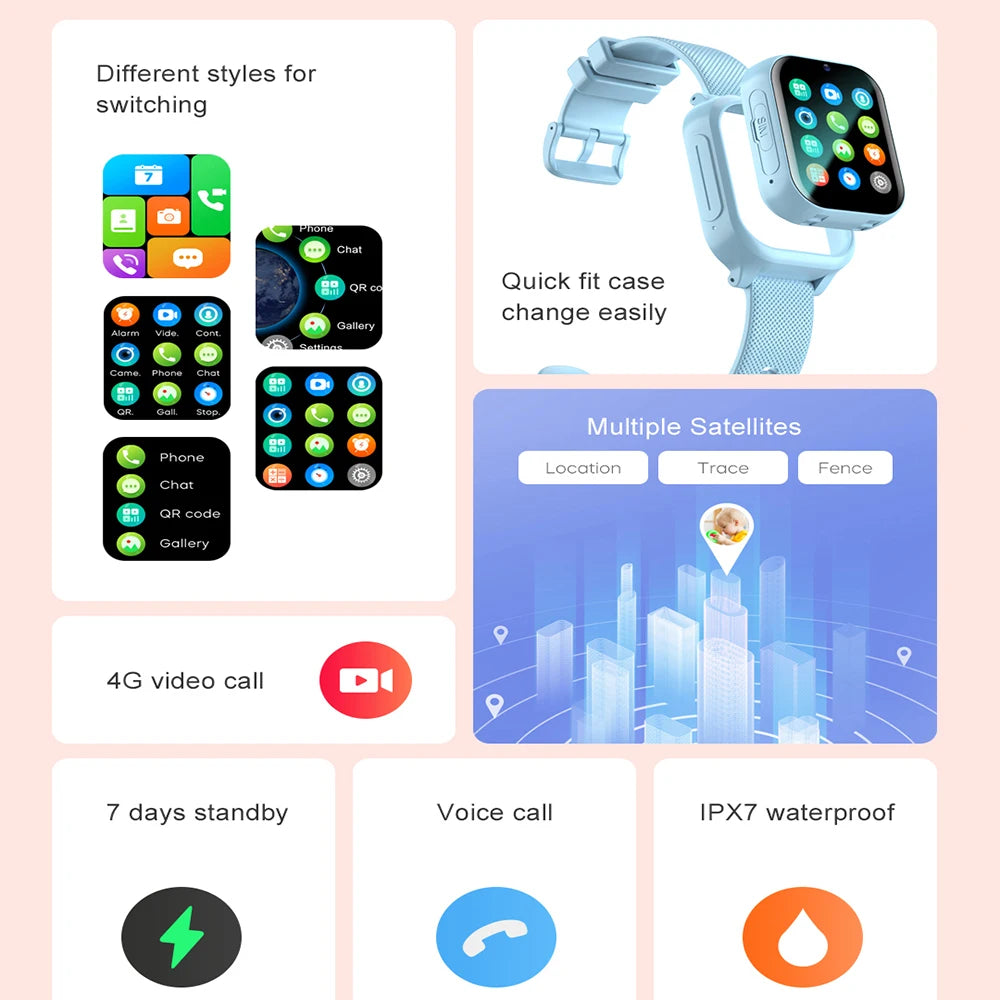 Vabena Kids Smart Watch 4G GPS Video Call SOS - Child Phone Watch