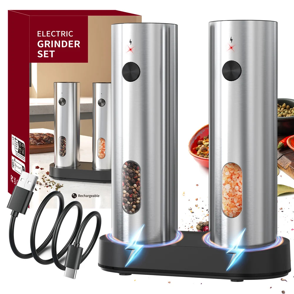Vabena USB Rechargeable Automatic Spice Grinder with LED Light