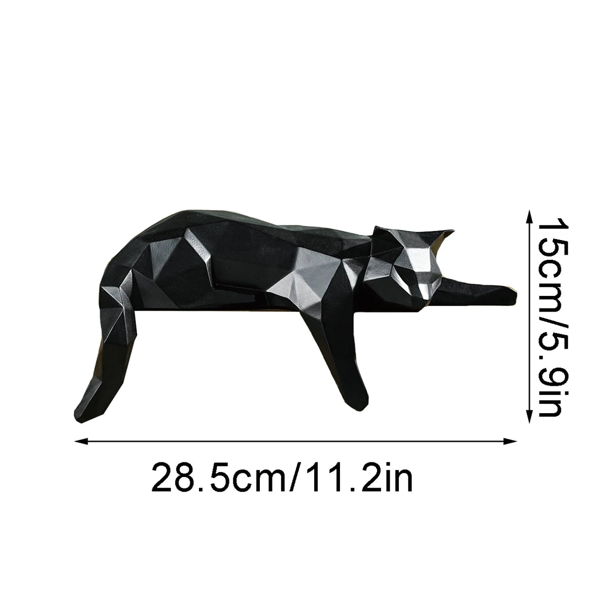 Modern Geometric Cat Statue - White & Black Room Decor Figurine