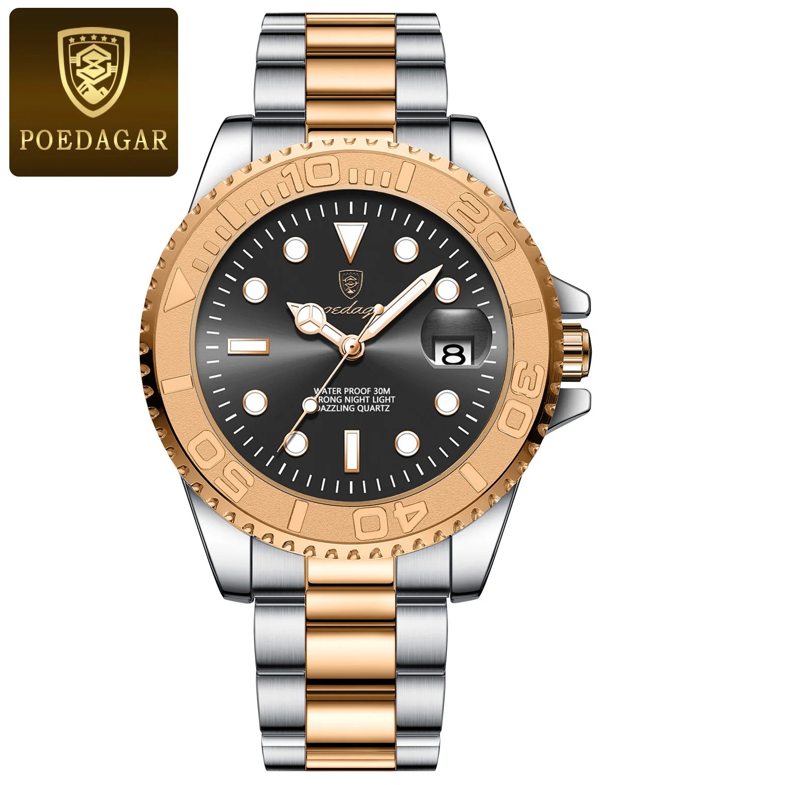 POEDAGAR Luxury Men's Quartz Watch - Waterproof & Luminous Date