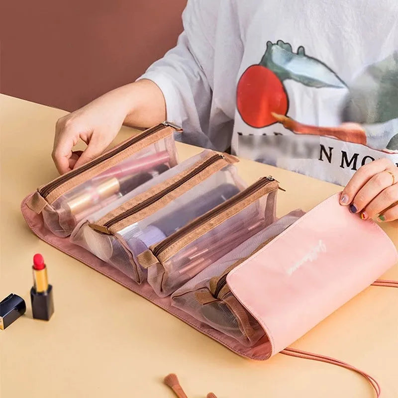 4-in-1 Detachable Travel Cosmetic Bag – Large Capacity Makeup & Toiletry Organizer