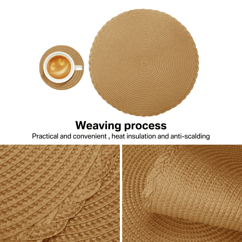 Elegant Braided Placemats & Coasters Set - 12-Piece Dining Table Protection