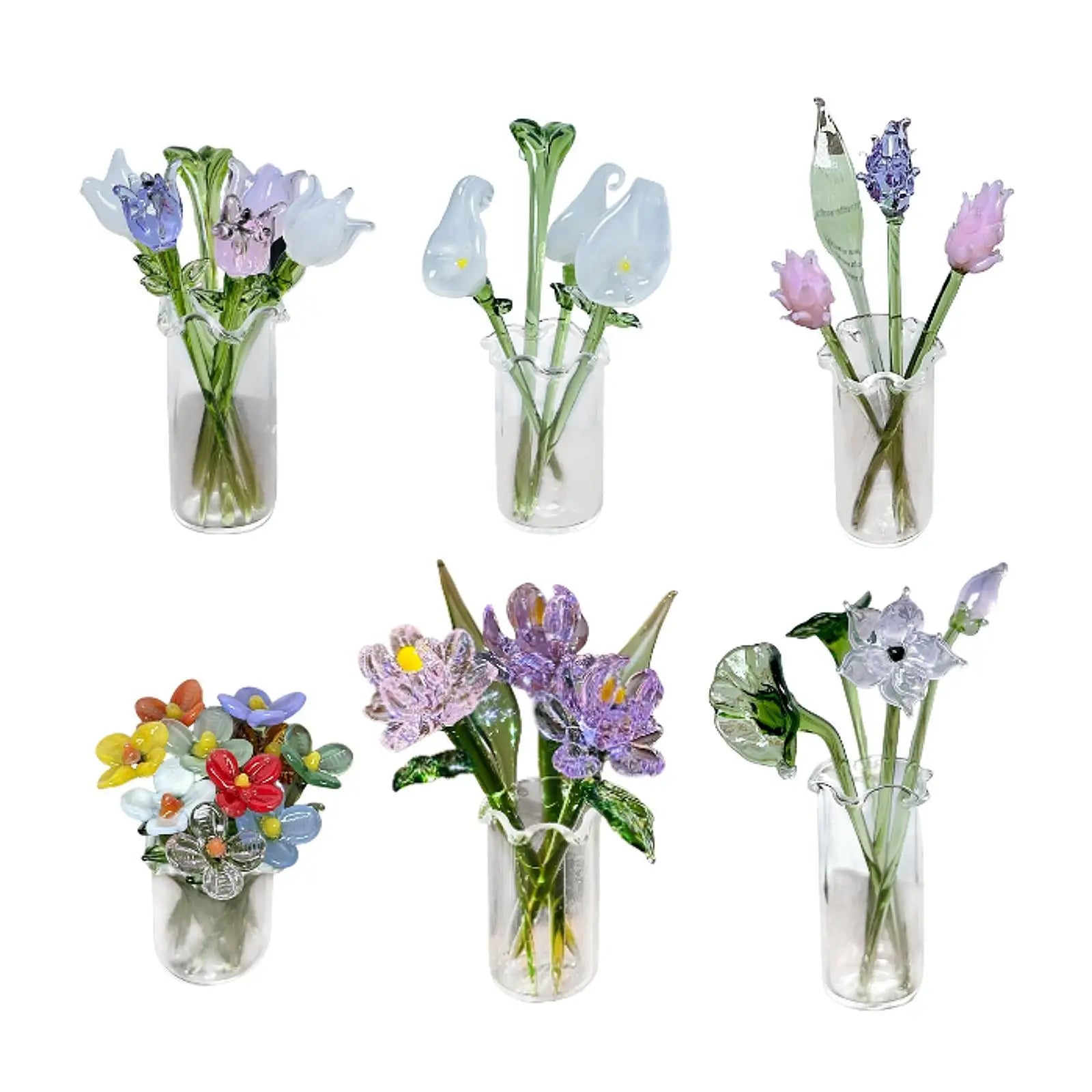 Timeless Glass Flower Bouquet & Vase Figurine | Elegant Home Decor