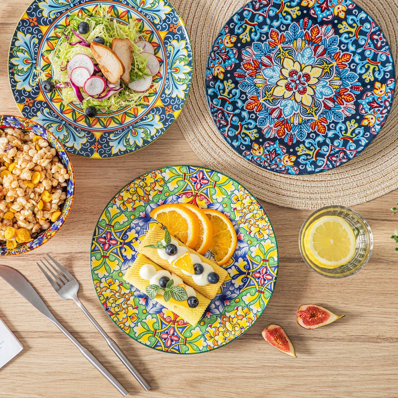 vancasso Bohemian Stoneware Dinnerware Set for 6 - Rustic Tableware