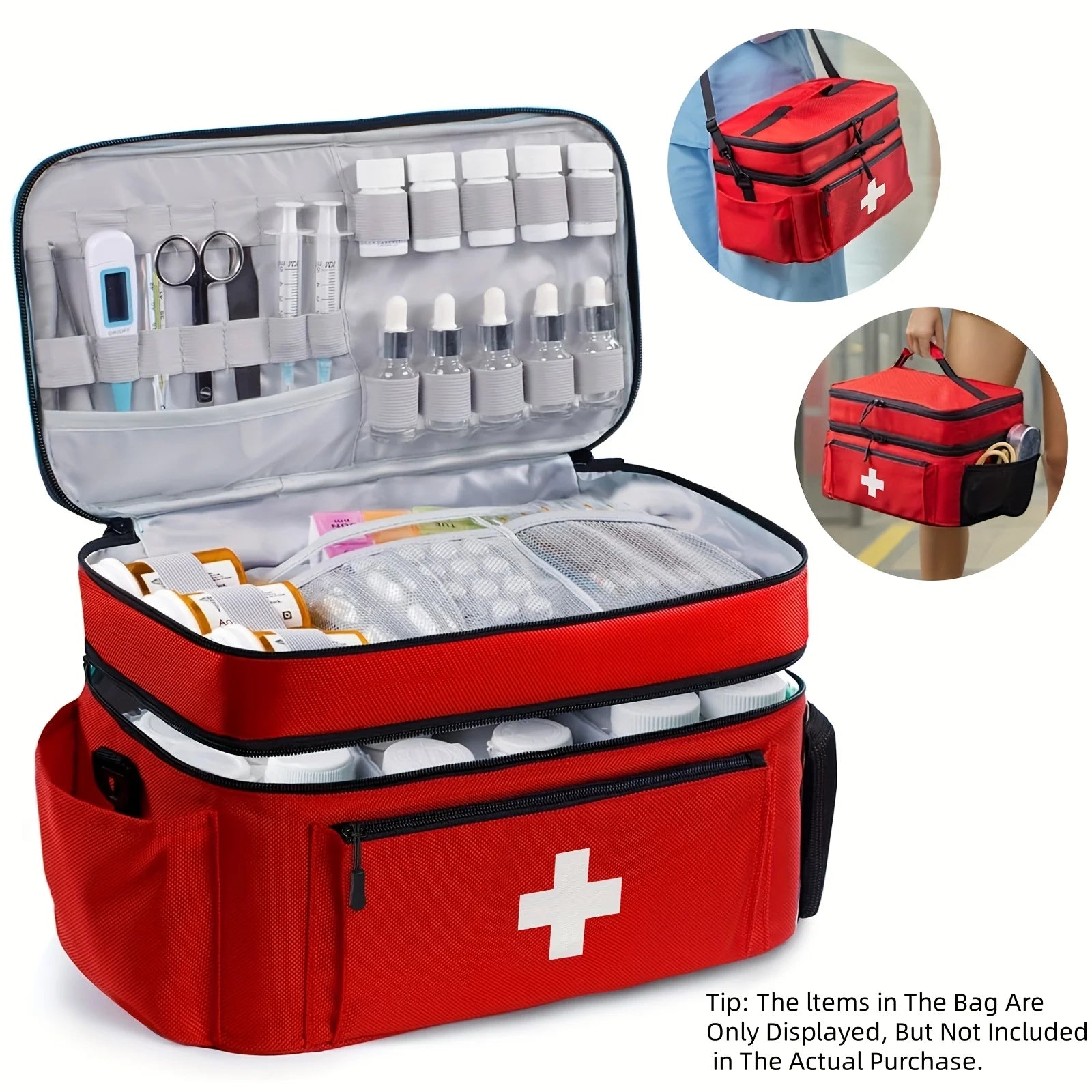 Large Capacity Travel Medicine Storage Bag - Portable Emergency Kit Organizer