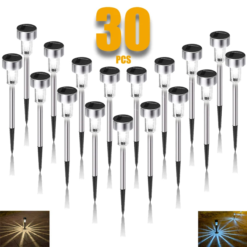 Vabena Solar Garden Lights Outdoor - Waterproof LED Landscape Pathway Lamps (10/20/30 Pcs)