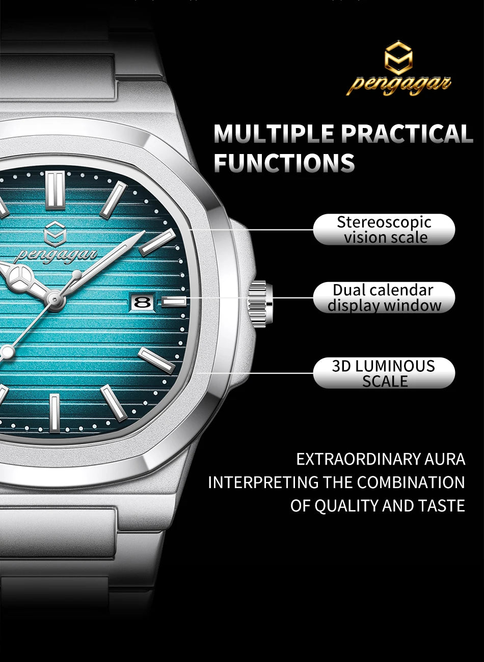 2026 Luxury Military Square Men's Watch - Waterproof Luminous Date Week Quartz