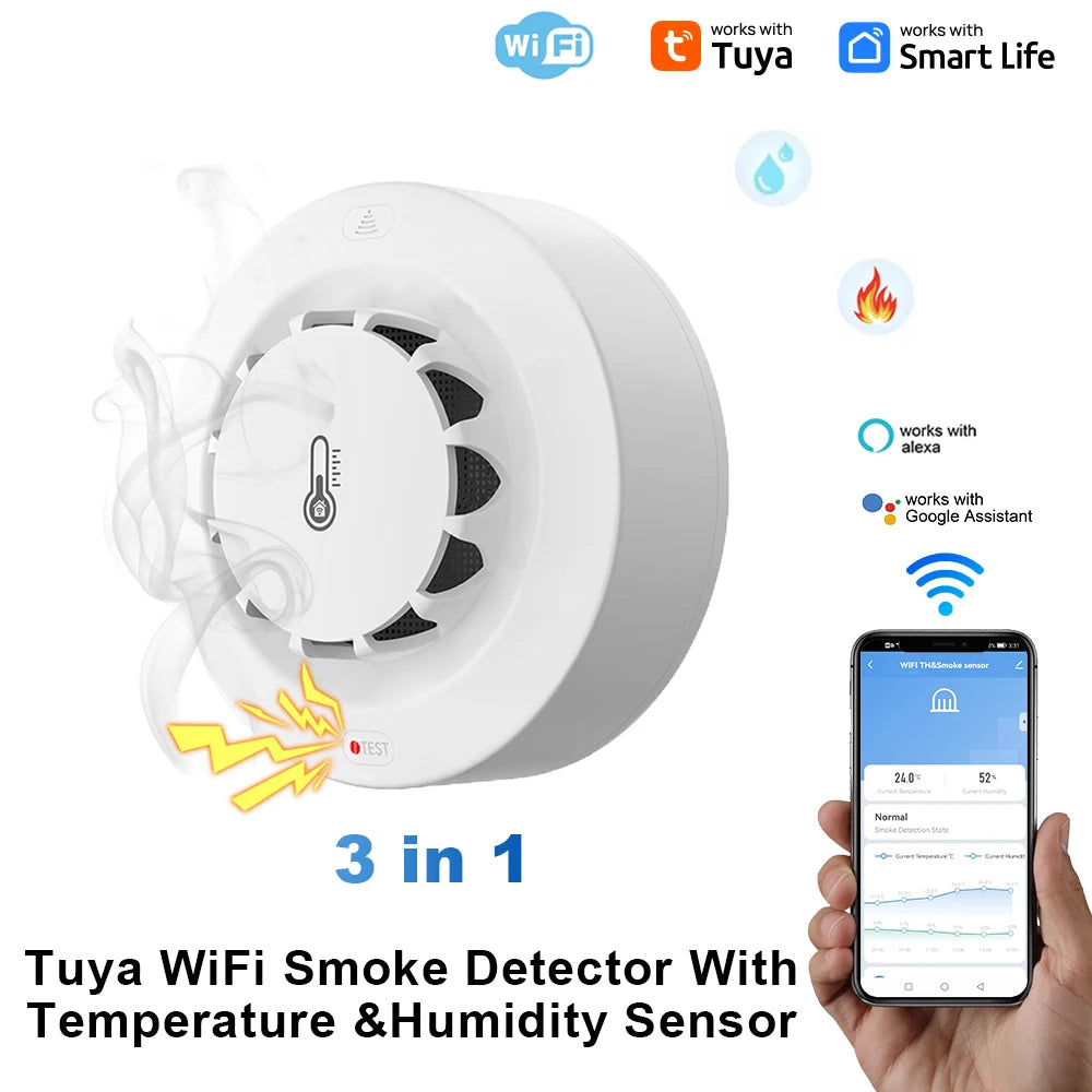 Tuya Smart WiFi & Bluetooth Smoke Detector with Temp & Humidity
