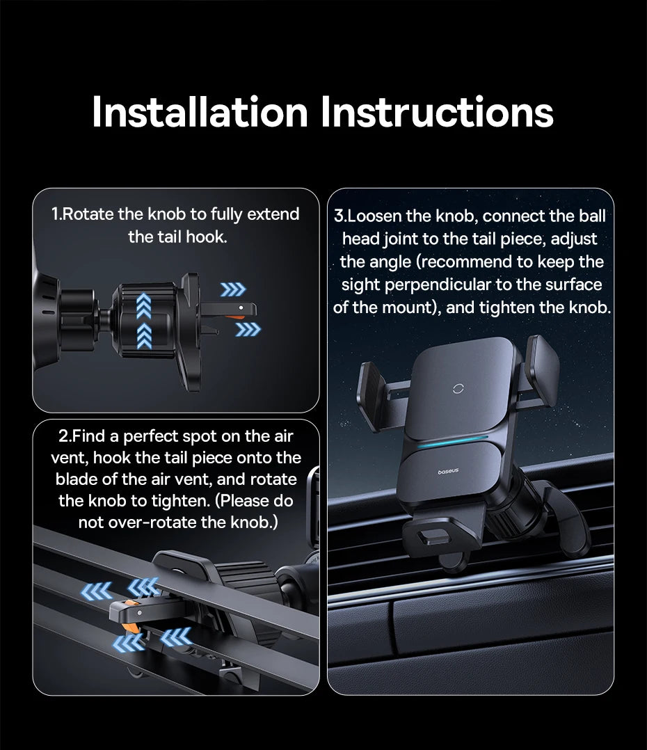 Baseus Infrared 15W QI Wireless Car Charger Phone Holder