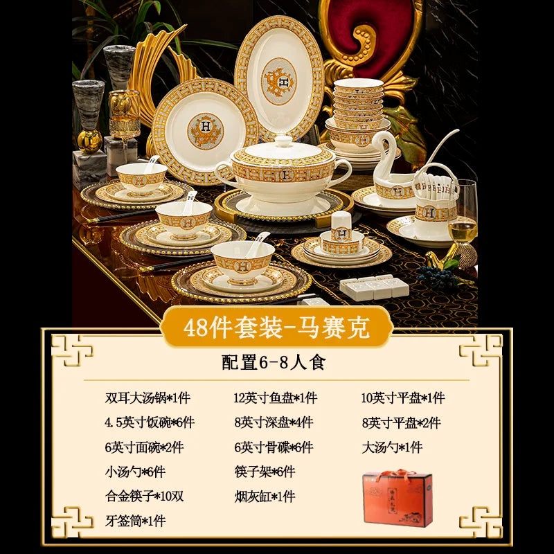 Vabena Luxury Bone China Dinnerware Set - Elegant Dining