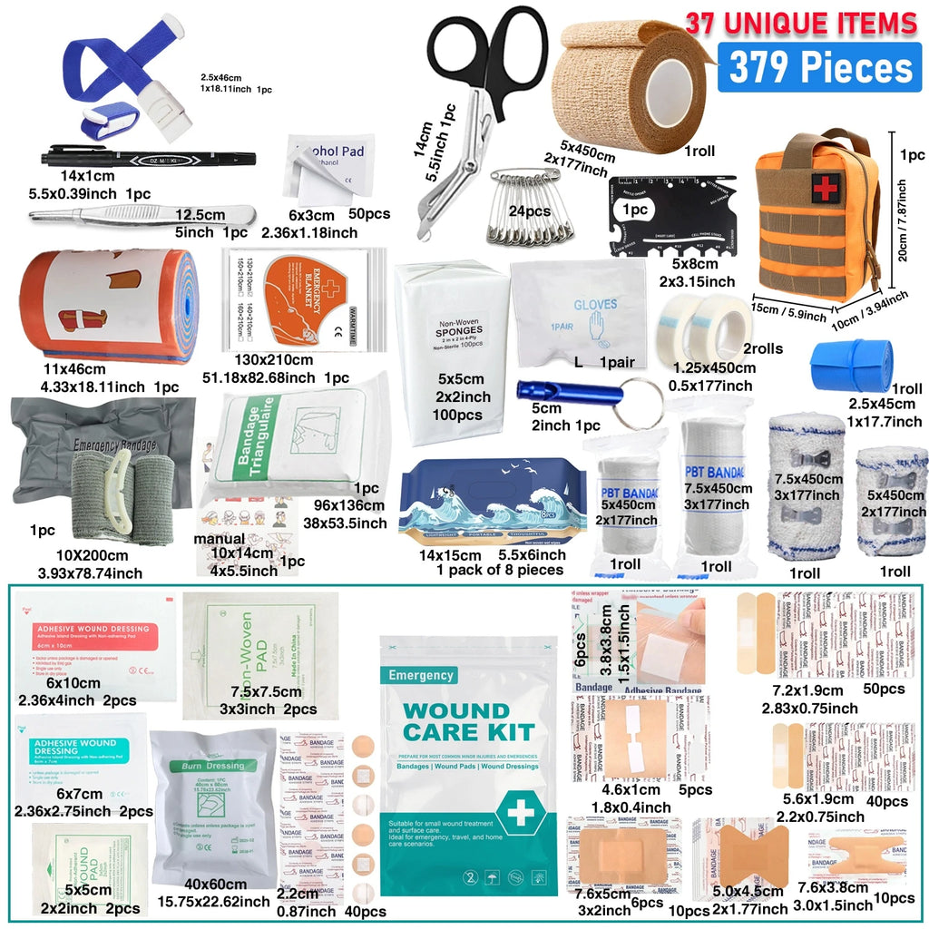 379-Piece First Aid Kit | Portable Emergency Survival Bag for Home & Outdoor
