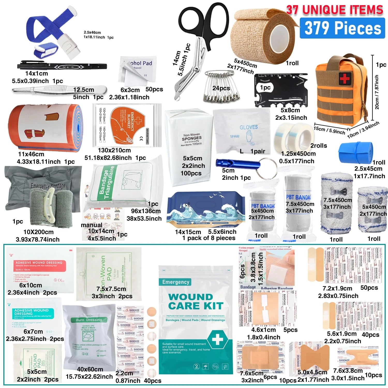 379-Piece First Aid Kit | Portable Emergency Survival Bag for Home & Outdoor
