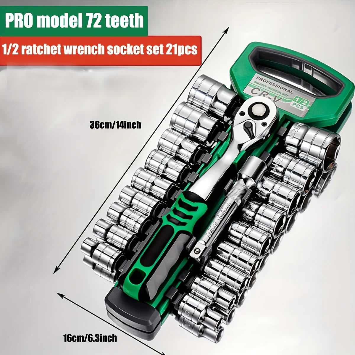 Vabena 72-Drive Professional Socket Set | 1/4", 3/8", 1/2" Ratchets | Car Mechanic Tool Kit