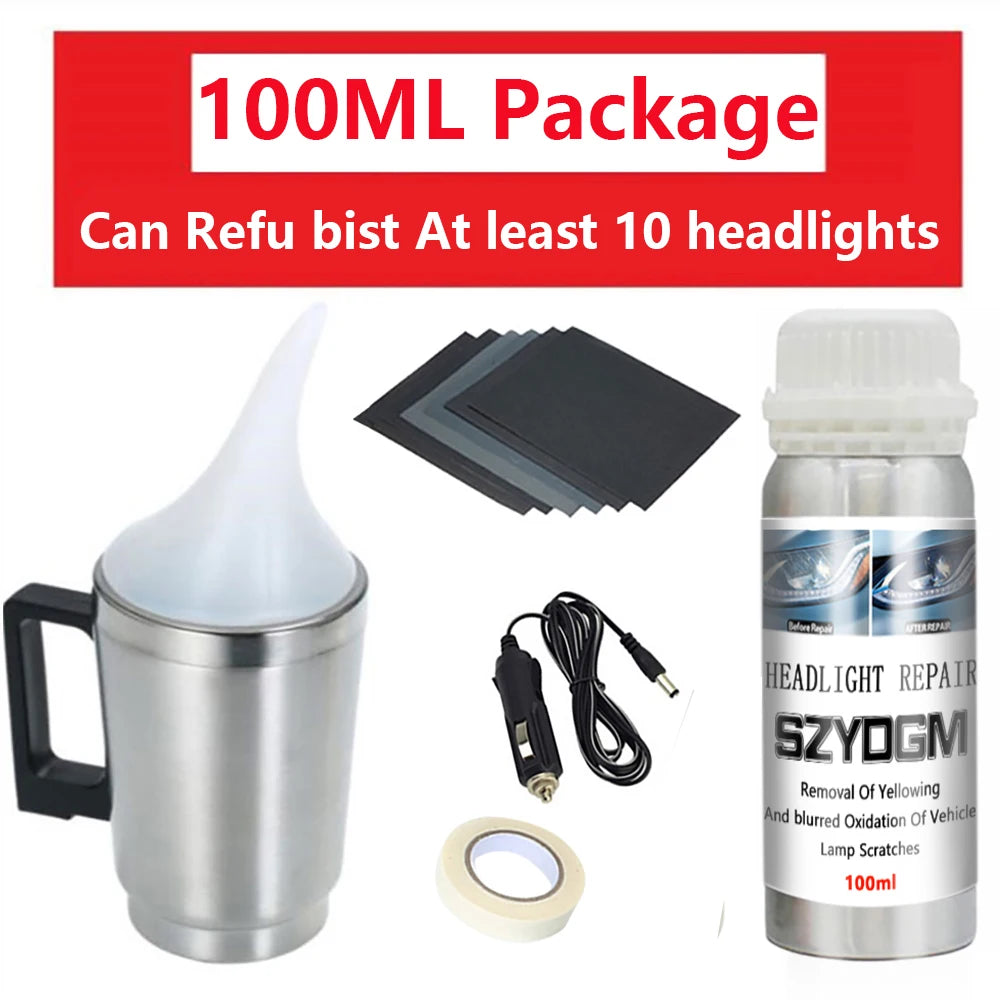 Car Headlight Restoration Kit - Repair & Polish Anti-Scratch