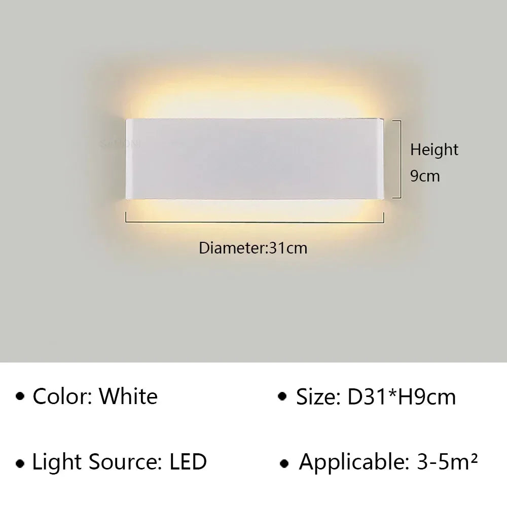 Modern LED Wall Lamp Sconce - Indoor Lighting Fixture for Bedside, Living Room, Stairs, Bathroom & Home Decor