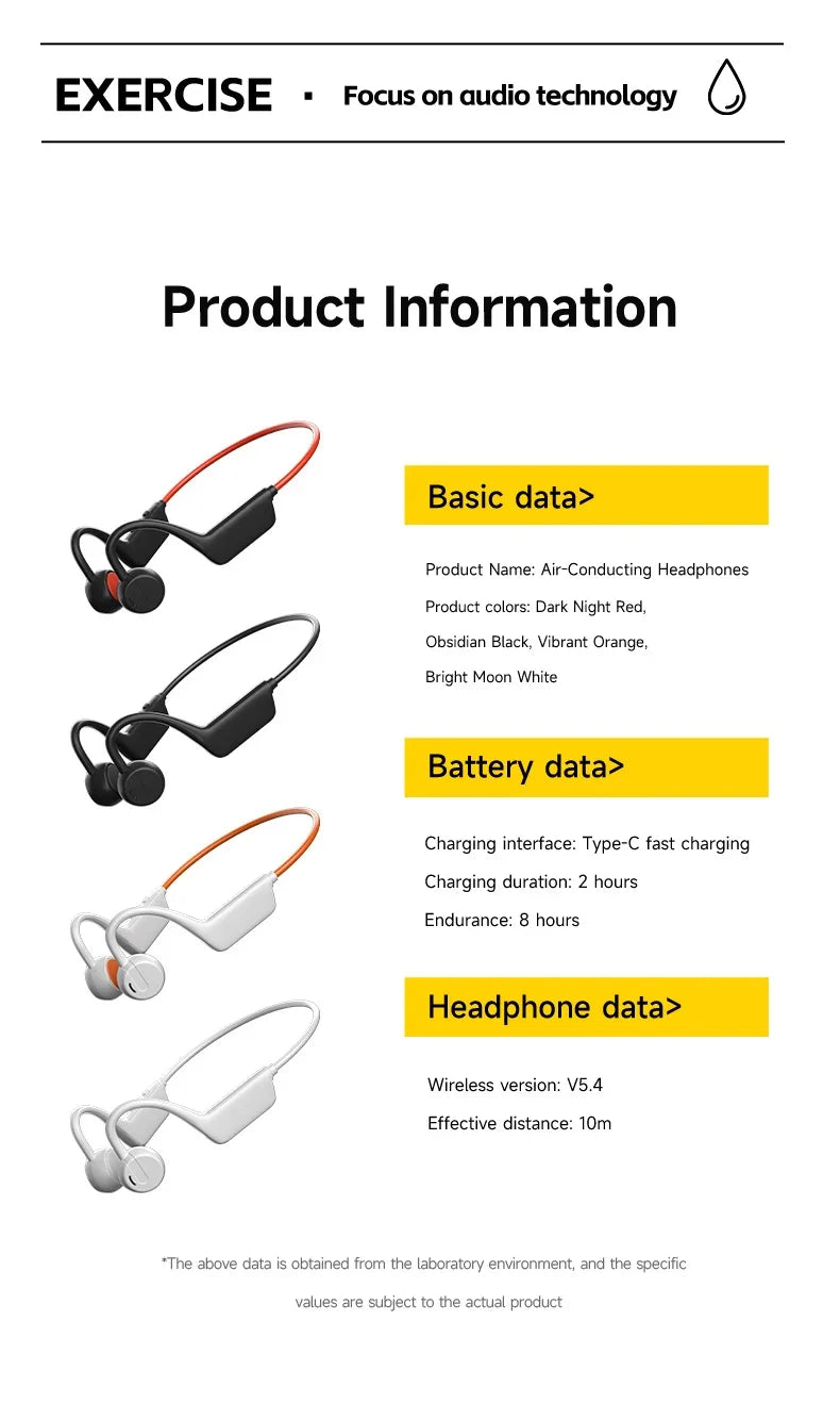 Vabena 2026 Bone Conduction Headset: Wireless IPX8 Swimming & Sports Headphones with Mic