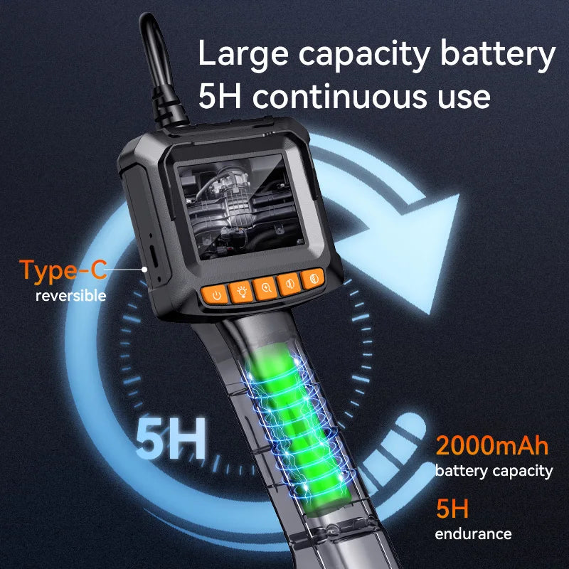 4.3" Dual Lens 1080P HD Industrial Endoscope Camera | Waterproof Car & Sewer Borescope with LED
