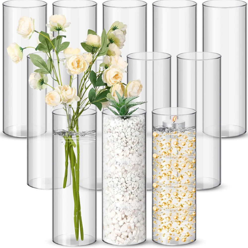 Tall Glass Cylinder Vase | Elegant Hurricane Candle Holder | Modern Home Decor