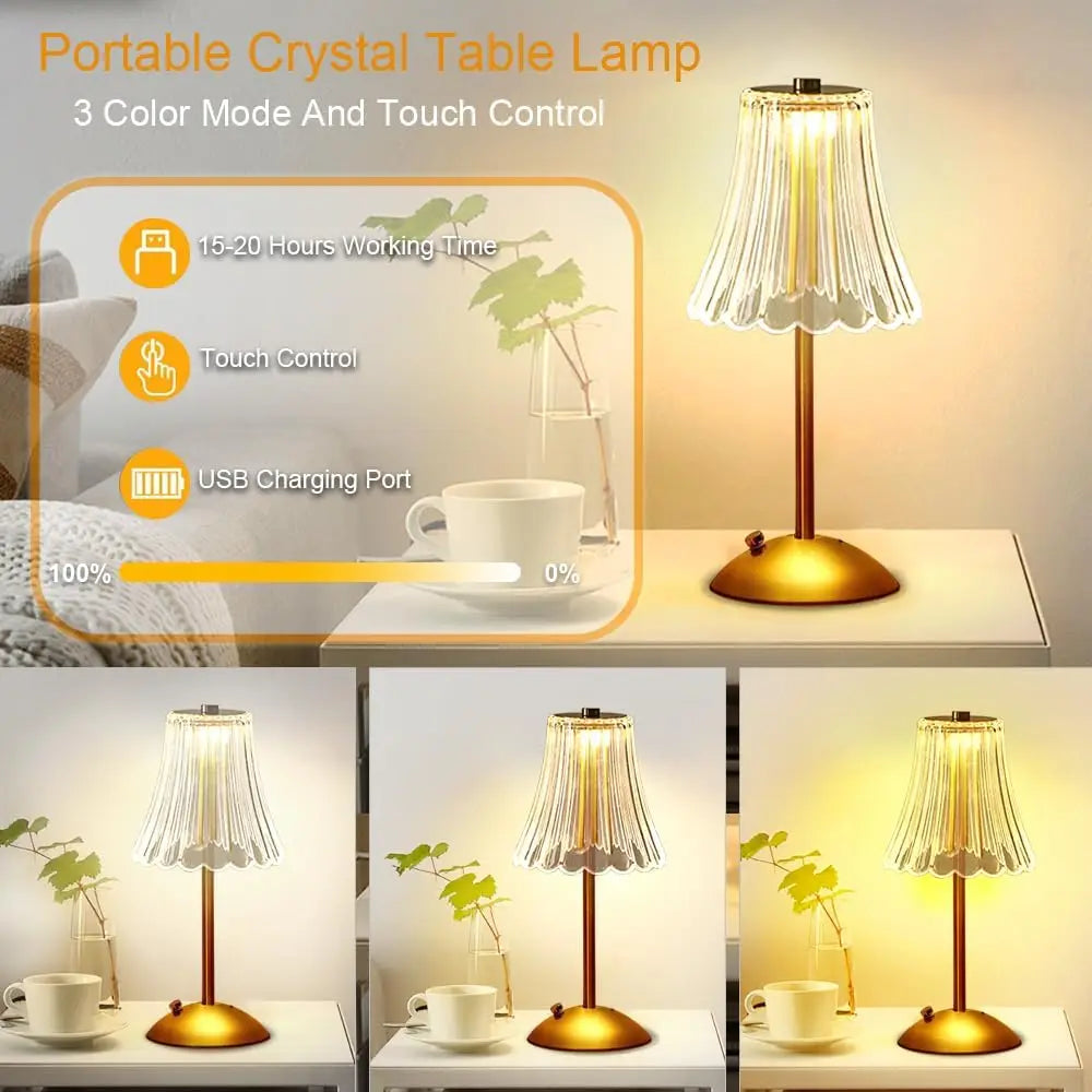 DBF Cordless Touch-Dimming LED Table Lamp - Portable & Dimmable Light