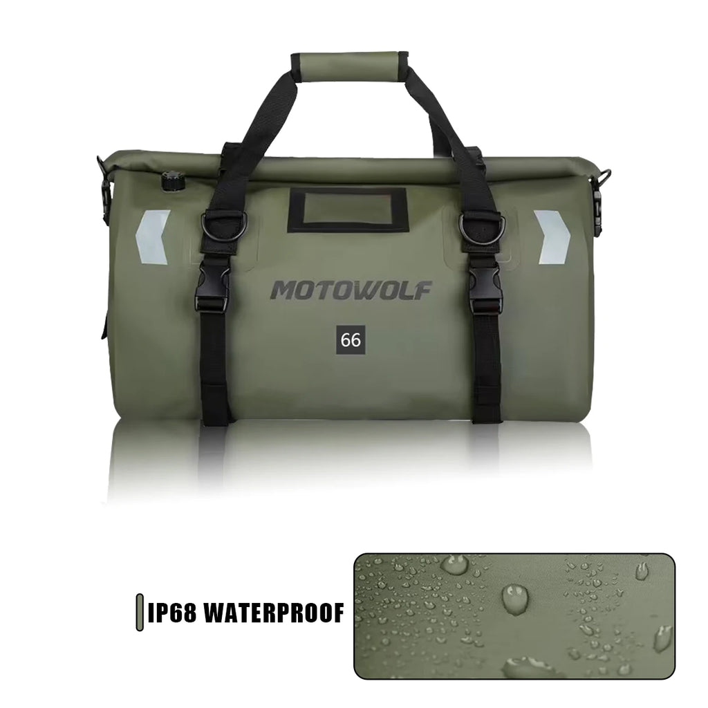 Waterproof Motorcycle Tail Bag | Dry Roll Luggage | 20L, 40L, 66L