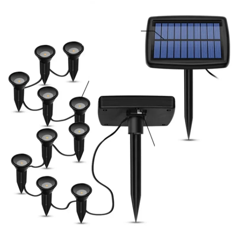 Vabena 10-in-1 RGB Solar Landscape Spotlights - IP65 Waterproof Garden Lights Set
