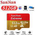 Original Micro TF Card V30 Class10 - 128GB, 256GB, 512GB Flash Memory for Surveillance, PC & Mac