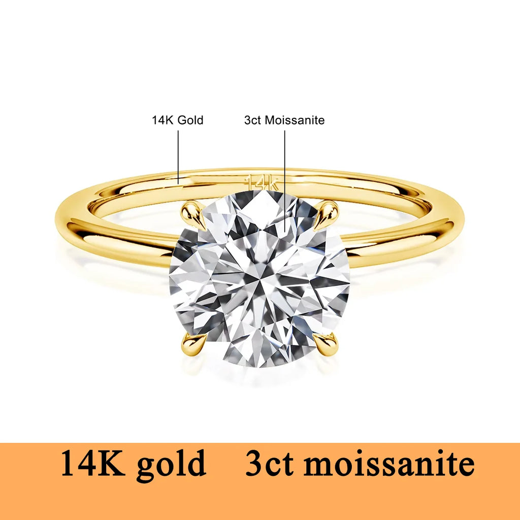 14K Gold Moissanite Engagement Ring for Women | Wedding Band