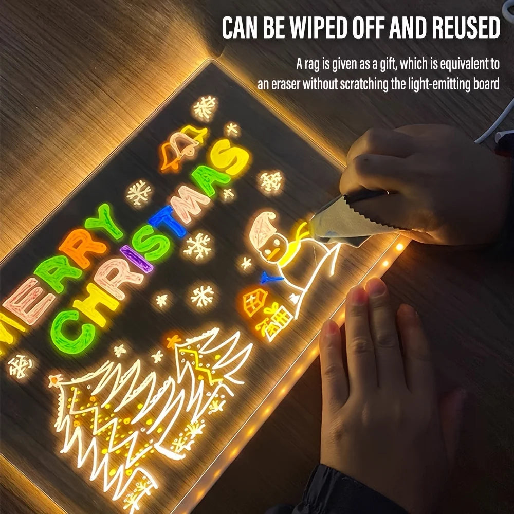 LED Note Board & Night Light | RGB Erasable Drawing Board for Kids