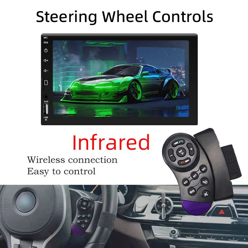 Hippcron 7" 1 Din Car Radio - CarPlay Android Auto Multimedia Player