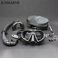 Low Volume Freedive Mask & Snorkel Set with Camera Mount - Tempered Glass Black