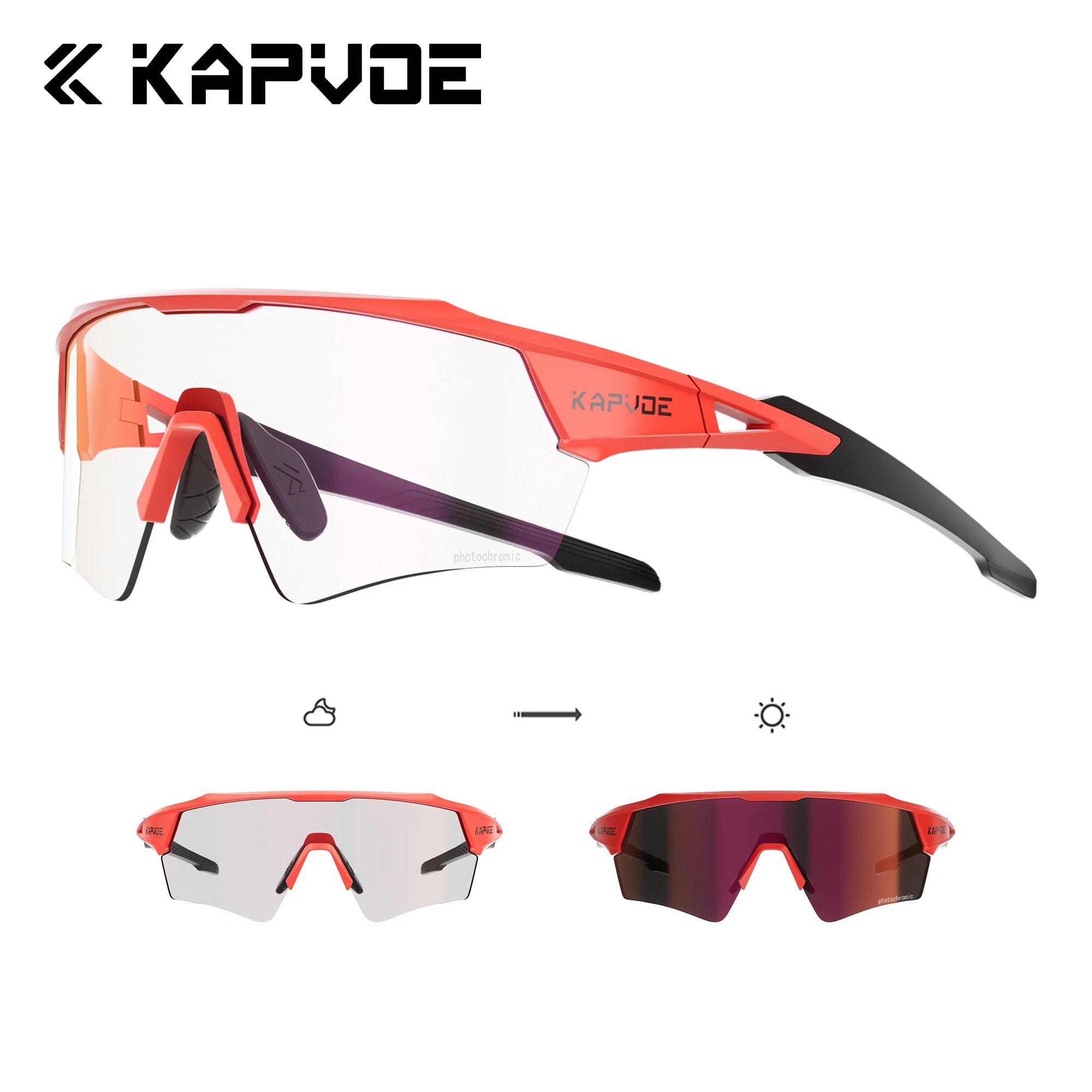 Kapvoe Photochromic Cycling Sunglasses UV400 MTB Road Bike Goggles Men Women