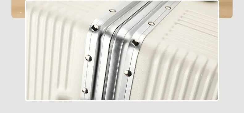 Vabena Front Opening USB Charging Aluminum Carry-on Suitcase