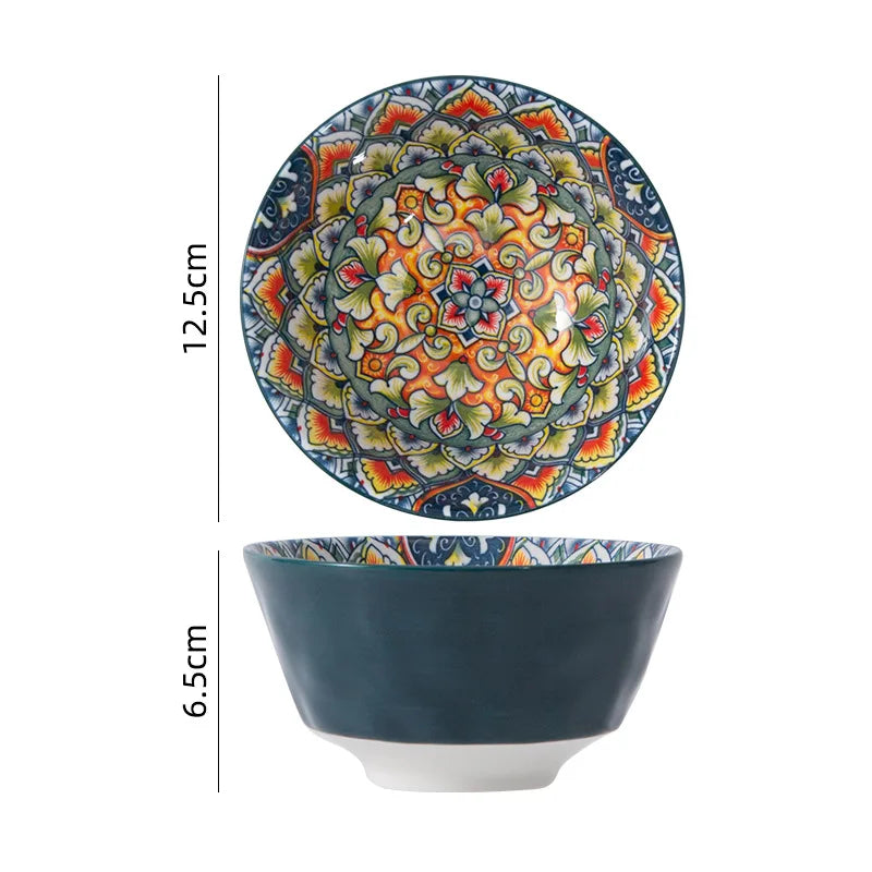 Bohemia Retro Ceramic Dinner Plate Set - Elegant Household Tableware