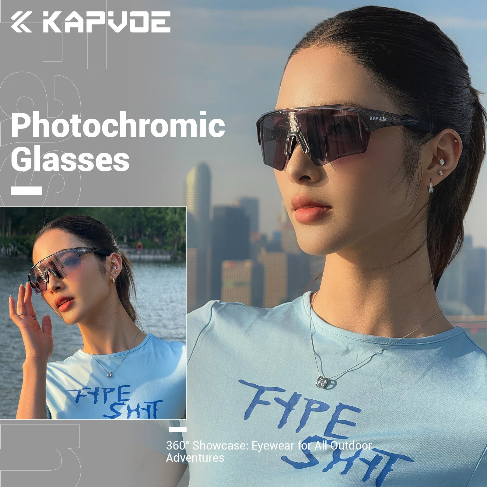 Kapvoe Photochromic Cycling Sunglasses UV400 MTB Road Bike Goggles Men Women