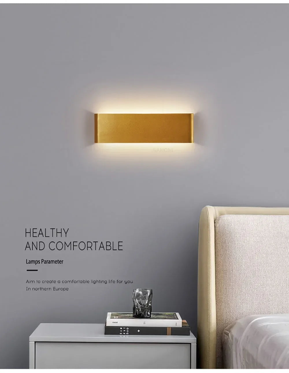 Modern LED Wall Lamp Sconce - Indoor Lighting Fixture for Bedside, Living Room, Stairs, Bathroom & Home Decor
